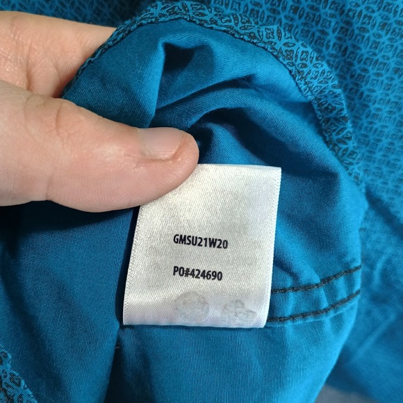 Gibson Trading Shirt Mens XXL Aqua Black Button Up Long Sleeve Geometric‎ Pocket - Picture 7 of 12